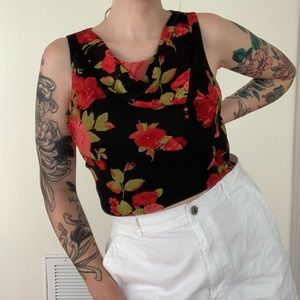 •SOLD ON DEPOP• VTG Black Floral Top